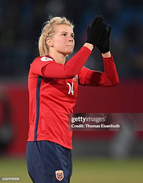 Ada Hegerberg of Norway during the women's international friendly match between Germany and Norway at community4you ARENA on November 29, 2016 in...