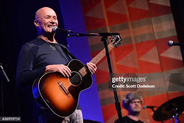 Actors/musicians Creed Bratton and Rainn Wilson from the TV show The Office perform onstage during Creed Bratton's benefit concert for Lide Haiti at...