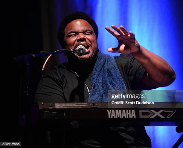 Actor Craig Robinson from the TV show The Office performs onstage during Creed Bratton's benefit concert for Lide Haiti at the Regent Theater DTLA on...