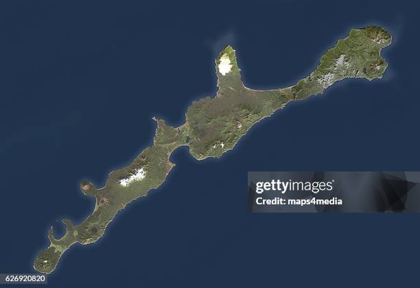 This is an enhanced Landsat Satellite Image of Iturup island, part of the Kuril Islands in Japan. Imagery from 2015 and 2016.