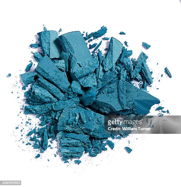 a close up image of blue eye shadow makeup. - powder blue foto e immagini stock