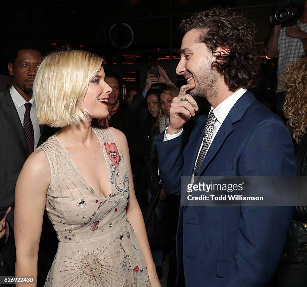Kate Mara and Shia LaBeouf attend the Premiere Of Lionsgate Premiere's "Man Down" at ArcLight Hollywood on November 30, 2016 in Hollywood, California.