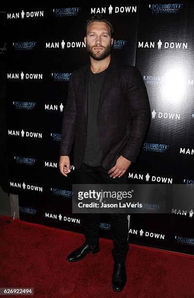 Actor Jai Courtney attends the premiere of "Man Down" at ArcLight Hollywood on November 30, 2016 in Hollywood, California.