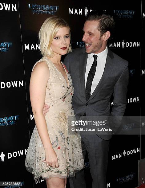 Actress Kate Mara and actor Jamie Bell attend the premiere of "Man Down" at ArcLight Hollywood on November 30, 2016 in Hollywood, California.