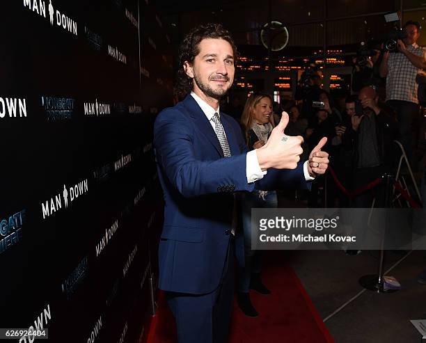 Actor Shia LaBeouf attends the Los Angeles Premiere of "Man Down" on November 30, 2016 in Los Angeles, California.