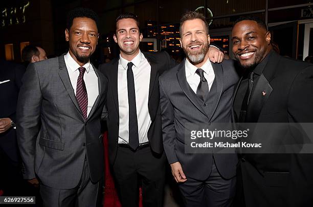 Actor Tory Kittles, co-producer Patrick Hibler, writer Adam G. Simon, and actor Nick Jones Jr attend the Los Angeles Premiere of "Man Down" on...
