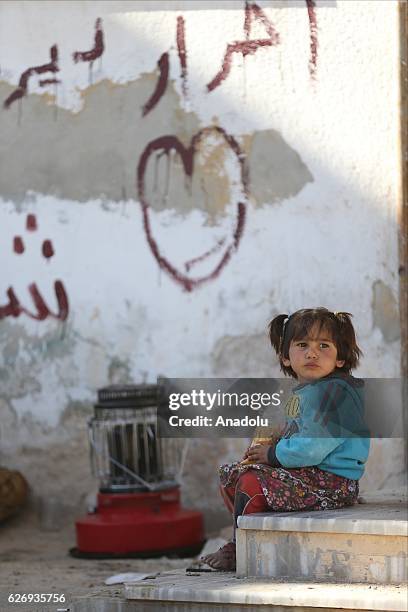 Civilian residents are seen during their daily life after Cobanbey town of Al-Bab District near Jarabulus District freed from Daesh terrorists by...
