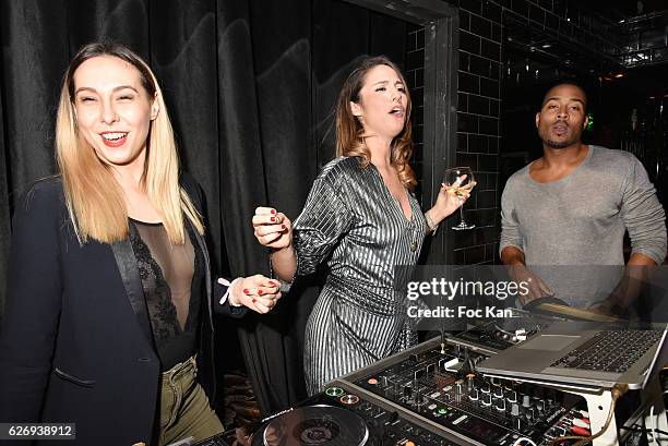 Hermine Prunier, TV presenter Charlotte Namura and Jean-luc GuizonneÊfrom Star Academy attend Charlotte Namura and Clio Pajczer DJ Party at La Gioia...