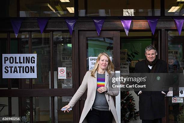 Independent candidate Zac Goldsmith and his wife Alice Rothschild leave after casting their votes in the Richmond Park by-election on December 1,...