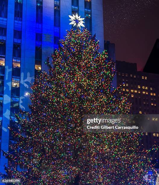 The 94-foot-tall Rockefeller Center Christmas tree and the Swarovski Star are lit during the 84th Annual Rockefeller Christmas Tree Lighting Ceremony...