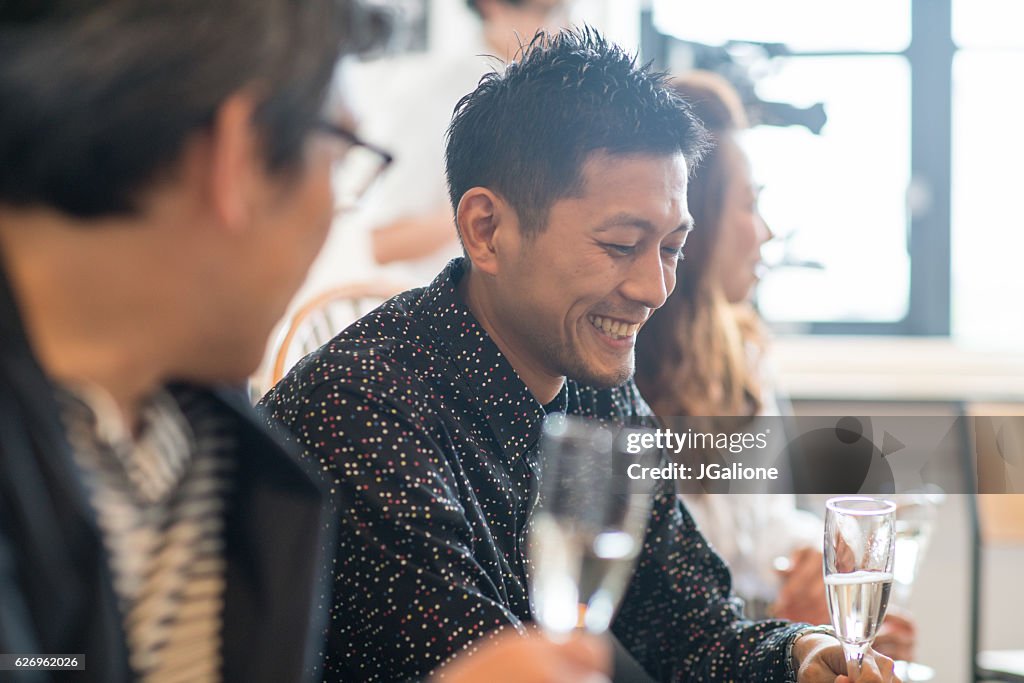 Friends relaxing and drinking wine