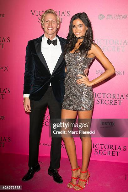 Johannes Jarl and Kelly Gale attend '2016 Victoria's Secret Fashion Show' after show photocall at Le Grand Palais on November 30, 2016 in Paris,...