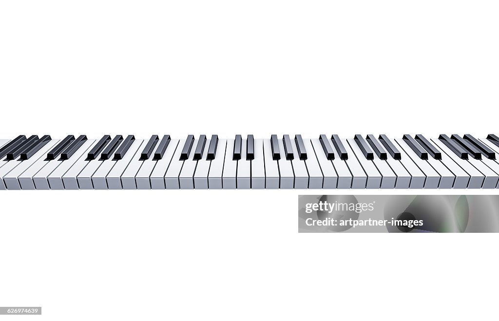 Piano keyboard on white background