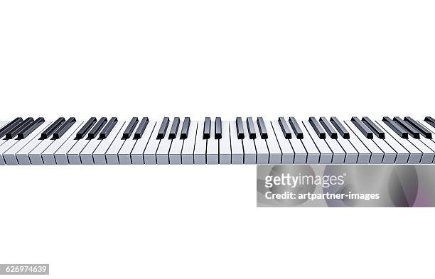 piano keyboard on white background - klavier stockfoto's en -beelden