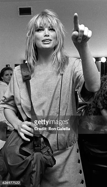 Kelly Emberg attends Francesco Scavullo Fall Fashion Preview Party on June 3, 1985 at the Ballroom in New York City.