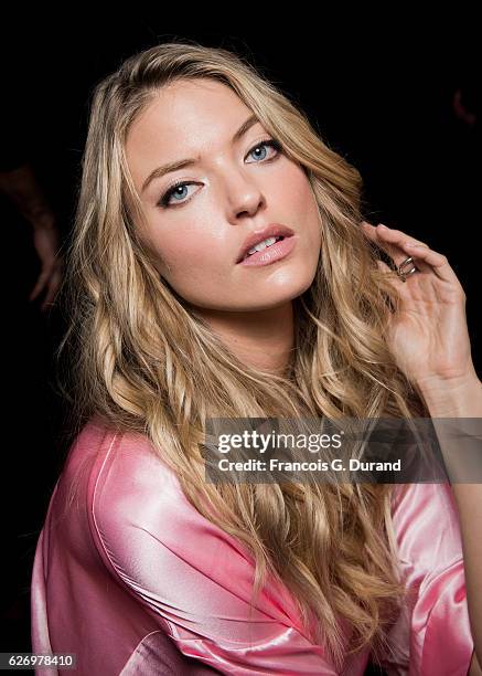 Martha Hunt poses backstage prior the 2016 Victoria's Secret Fashion Show on November 30, 2016 in Paris, France.