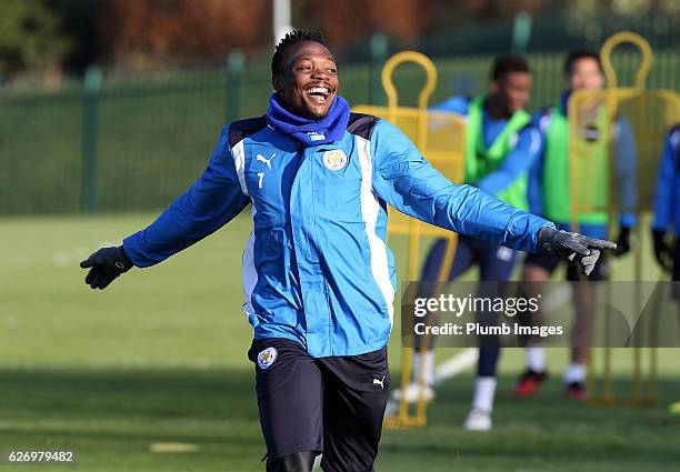 Ahmed Musa during a Leicester City training session at Belvoir Drive Training Complex on December 01 , 2016 in Leicester, United Kingdom.