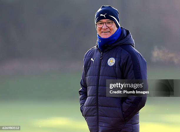 Manager Claudio Ranieri during a Leicester City training session at Belvoir Drive Training Complex on December 01 , 2016 in Leicester, United Kingdom.