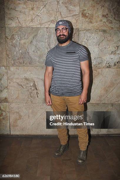 Bollywood actor Aamir Khan during screening of making of Dangal at Lightbox, Santacruz on November 28, 2016 in Mumbai, India. Dangal is a sports...