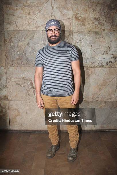 Bollywood actor Aamir Khan during screening of making of Dangal at Lightbox, Santacruz on November 28, 2016 in Mumbai, India. Dangal is a sports...