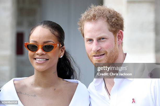 Rihanna and Prince Harry attend the 'Man Aware' event held by the Barbados National HIV/AIDS Commission on the eleventh day of an official visit on...