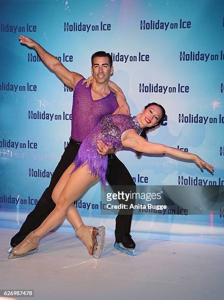 The Canadian ice skaters Andrew Buchanan and Robin Johnstone attend the 'Holiday On Ice' photo call With Sylvie Meis at Tempodrom on December 1, 2016...