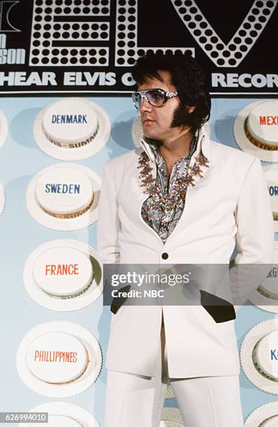 Pictured: Elvis Presley during a promotional interview at the Las Vegas Hilton in Las Vegas, Nevada on September 4, 1972 for his televised concert...