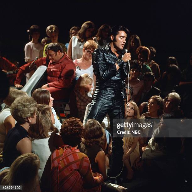 Pictured: Elvis Presley during his '68 Comeback Special on NBC --