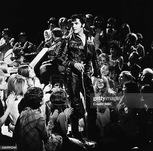 Pictured: Elvis Presley during his '68 Comeback Special on NBC --