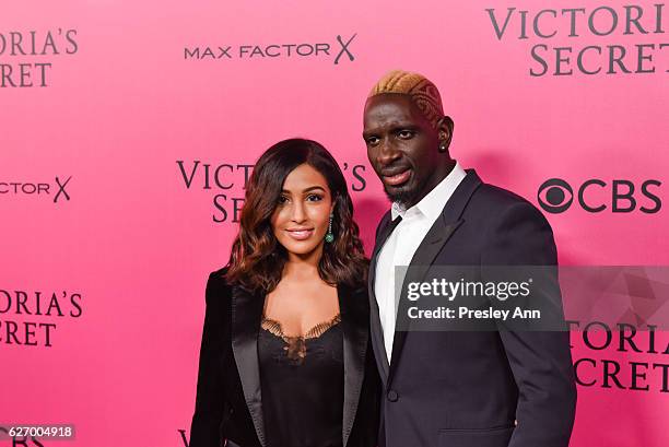 Mamadou Sakho and Majda Sakho arrive at 2016 VictoriaÕs Secret Fashion Show held at Le Grand Palais on November 30, 2016 in Paris, France.