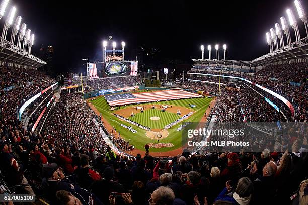 General view of Progressive Field prior to Game 1 of the 2016 World Series between the Chicago Cubs and the Cleveland Indians on Tuesday, October 25,...