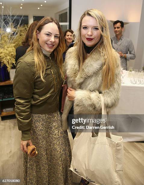 Camilla Fitz-Patrick and Katie Berrington attend the Loquet Christmas Cocktail event at the Loquet Pop-Up Store on December 1, 2016 in London,...