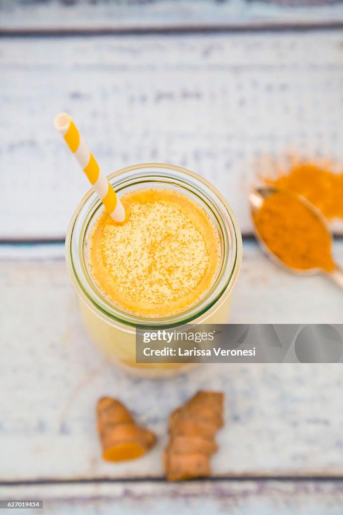 Two glasses of curcuma milk