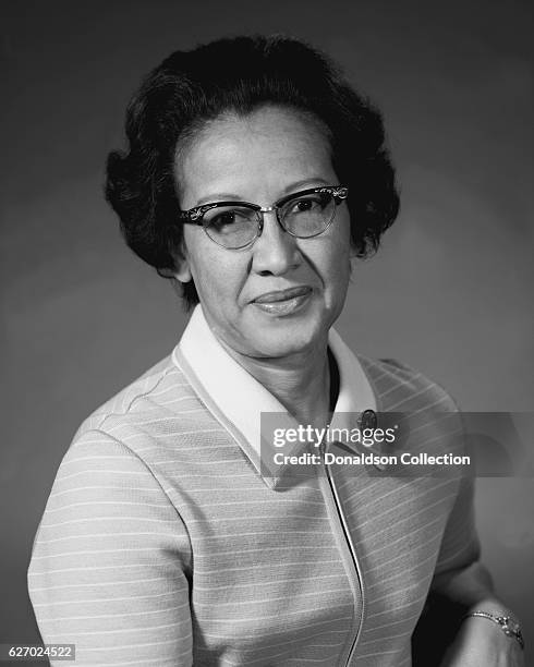 Katherine Johnson, NASA physicist, space scientist, and mathematician based at NASA Langley Research Center, poses for a portrait circa 1960 in...