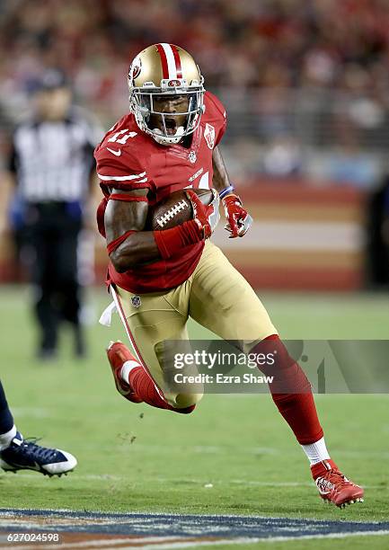 Quinton Patton of the San Francisco 49ers in action against the Los Angeles Rams at Levi's Stadium on September 12, 2016 in Santa Clara, California.