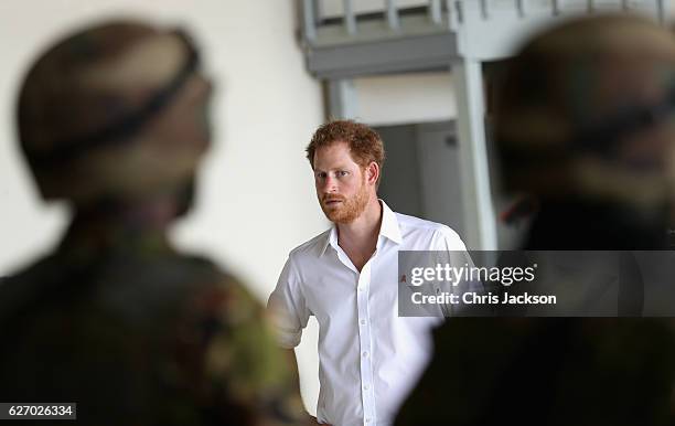 Prince Harry visits Paragon Base on day 11 of an official visit to the Caribbean on December 1, 2016 in Bridgetown, Barbados. Prince Harry's visit to...