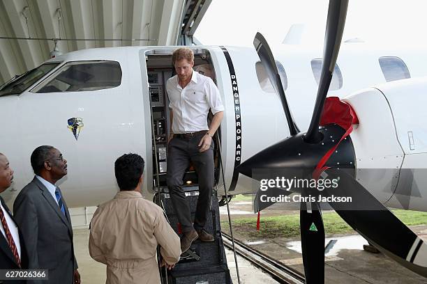 Prince Harry visits Paragon Base on day 11 of an official visit to the Caribbean on December 1, 2016 in Bridgetown, Barbados. Prince Harry's visit to...