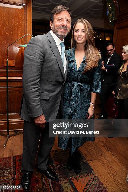 Sir Rocco Forte and daughter Lydia attend the Smythson x Brown's Hotel festive launch party at Brown's Hotel on December 1, 2016 in London, United...
