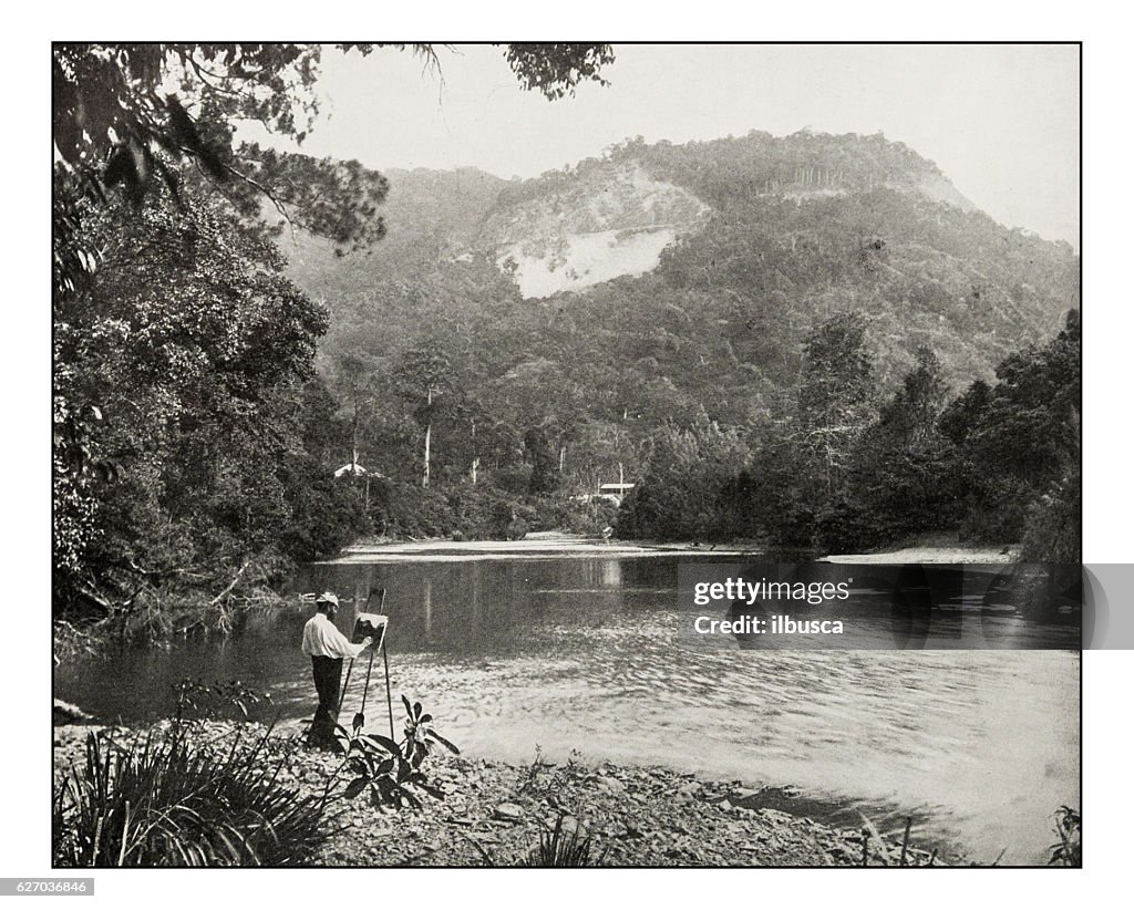 Antique photograph of the Red Bluff on river Norman, Queensland