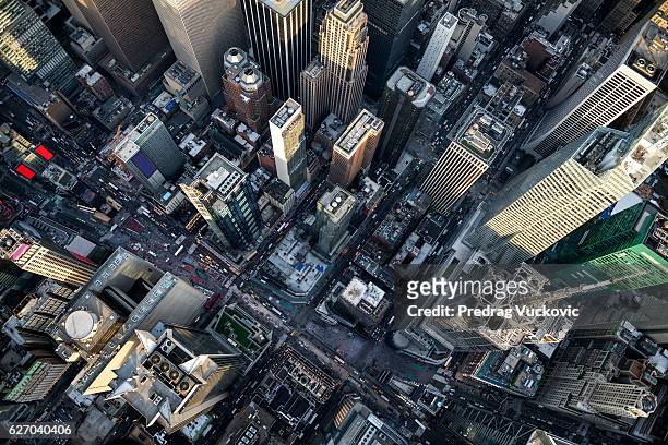 ニューヨークの上からの眺め - ニューヨーク　空撮 ストックフォトと画像