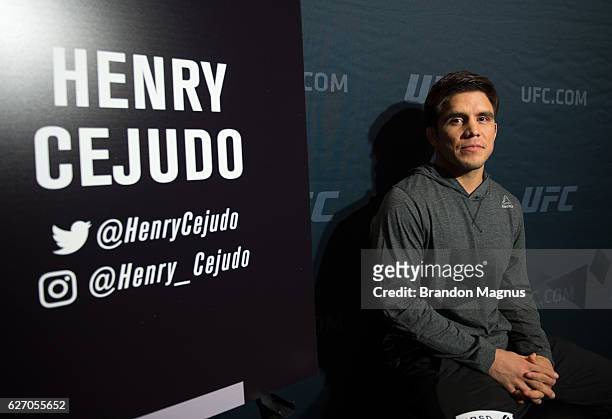 Henry Cejudo poses for a picture during the TUF Finale Ultimate Media Day in the Palms Resort & Casino on December 1, 2016 in Las Vegas, Nevada.