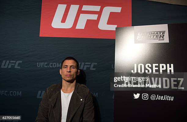 Joseph Benavidez poses for a picture during the TUF Finale Ultimate Media Day in the Palms Resort & Casino on December 1, 2016 in Las Vegas, Nevada.