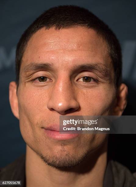 Joseph Benavidez poses for a picture during the TUF Finale Ultimate Media Day in the Palms Resort & Casino on December 1, 2016 in Las Vegas, Nevada.