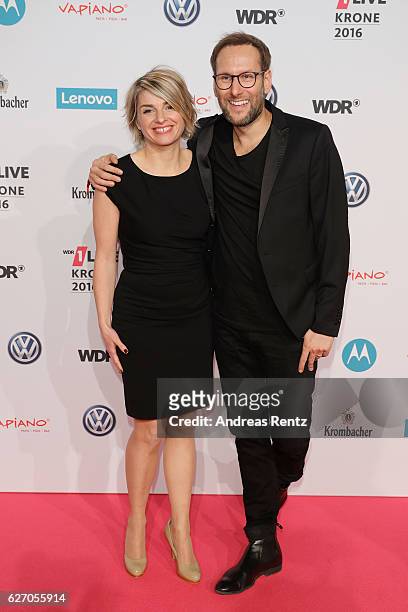 Sabine Heinrich and Guest attend the 1Live Krone at Jahrhunderthalle on December 1, 2016 in Bochum, Germany.