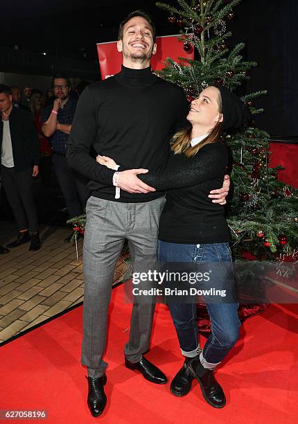 Vladimir Burlakov and Jasna Fritzi Bauer attend the Medienboard Pre-Christmas Party at Schwuz on December 1, 2016 in Berlin, Germany.