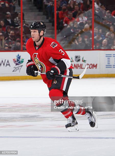 Marc Methot of the Ottawa Senators skates against the Carolina Hurricanes at Canadian Tire Centre on November 26, 2016 in Ottawa, Ontario, Canada.