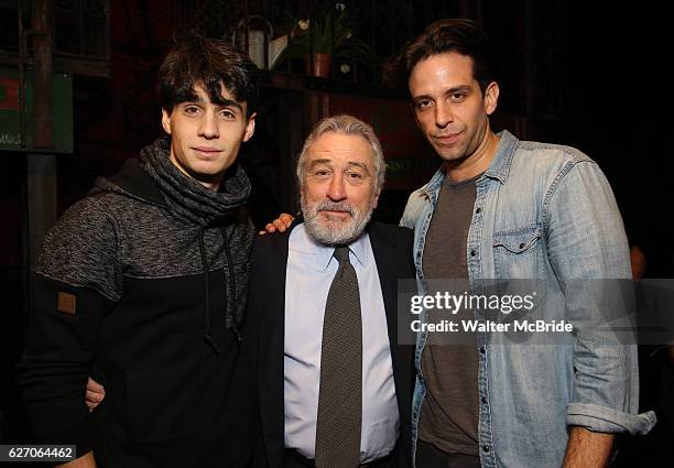 Bobby Conte Thornton, Robert De Niro and Nick Cordero during the Actors' Equity Gypsy Robe Ceremony honoring Jonathan Brody for 'A Bronx Tale' at The...