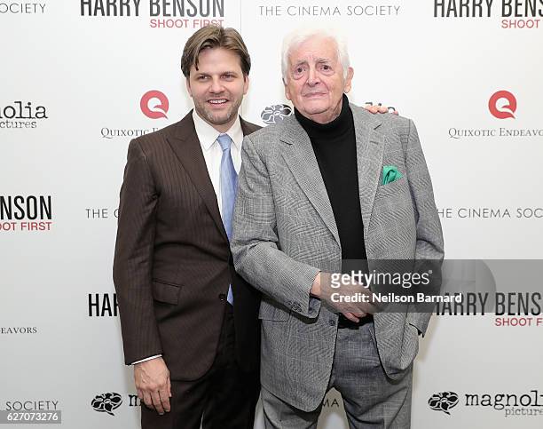 Director Matthew Miele and Harry Benson attend the Magnolia Pictures & The Cinema Society host the premiere of "Harry Benson: Shoot First" at the...