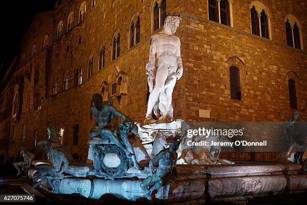 The Fountain of Neptune situated on the Piazza della Signoria on November 3, 2015 in Florence, Italy.