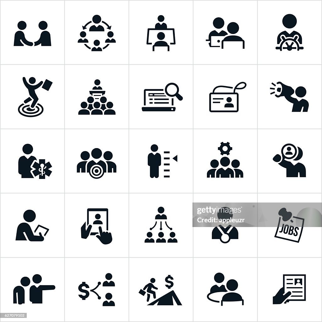 Ícones de Recursos Humanos e Recrutamento